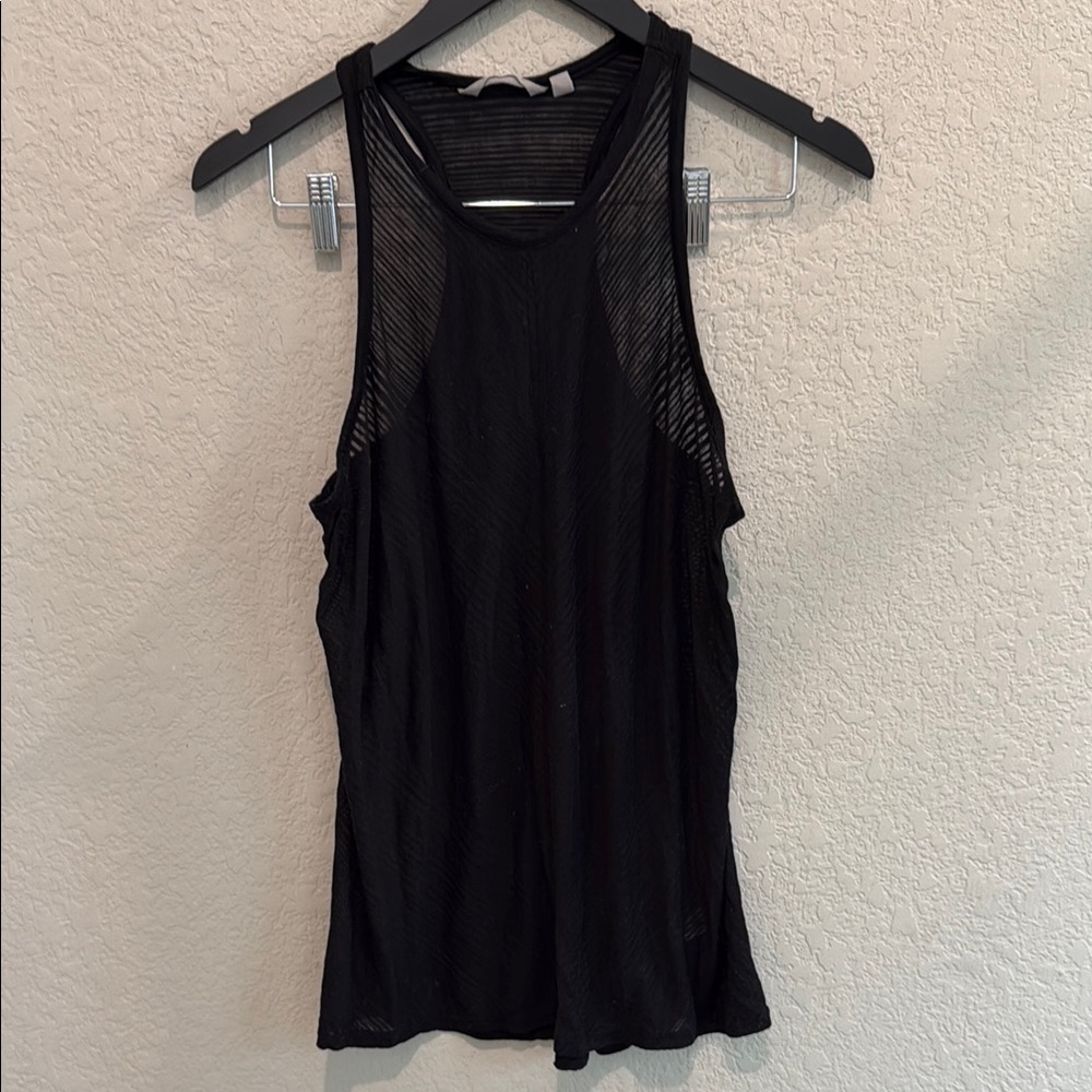 Athleta Black Sleeveless Mesh Top medium